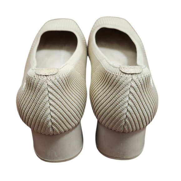 VIVAIA Square Toe Chunky Heel Pumps Beige Knit Eco Shoes EU 39.5 Women - Picture 7 of 16